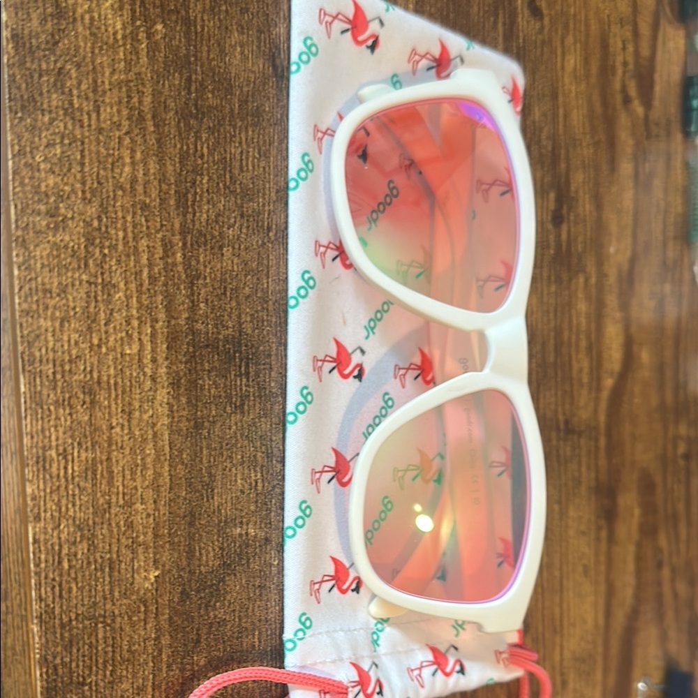White and Pink Retro Square Sunglasses